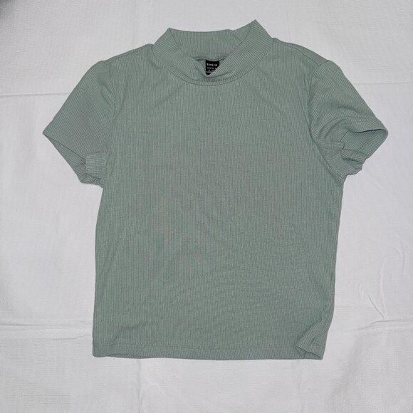 SHEIN Light Sage Mock Turtleneck Short Sleeve US6 - Picture 1 of 3